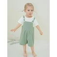 thumbnail image 3 of CARETOO Toddler Baby Girl Clothes Stripe Short Sleeve T-Shirt Suspender Overalls Shorts Set 2Pcs Summer Outfits, 3 of 17