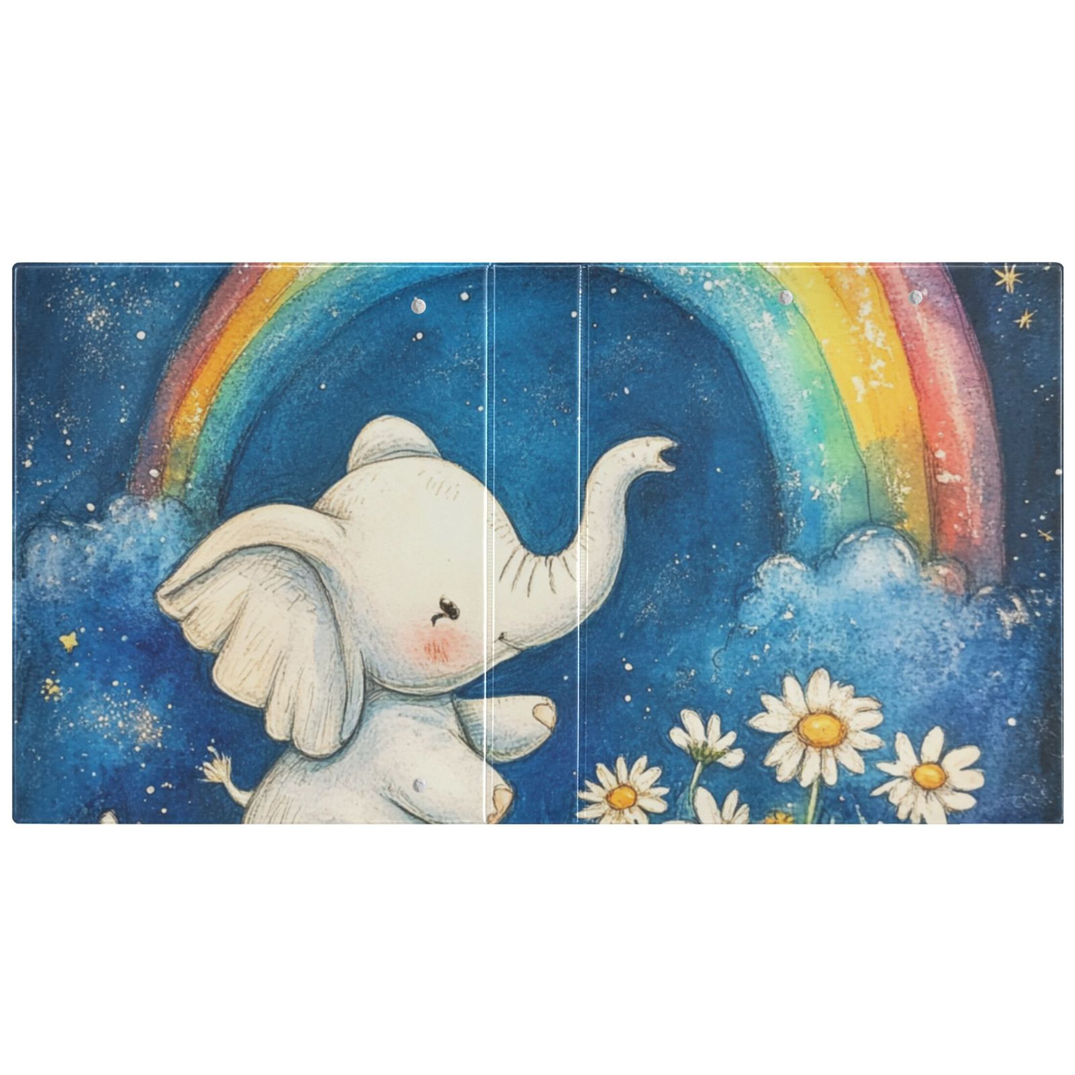 Little Elephants Rainbow 3 Ring Binders 1.5 inch Hardcover File Folders with Interior Pockets A4 Size Organizer for School Office Hospital