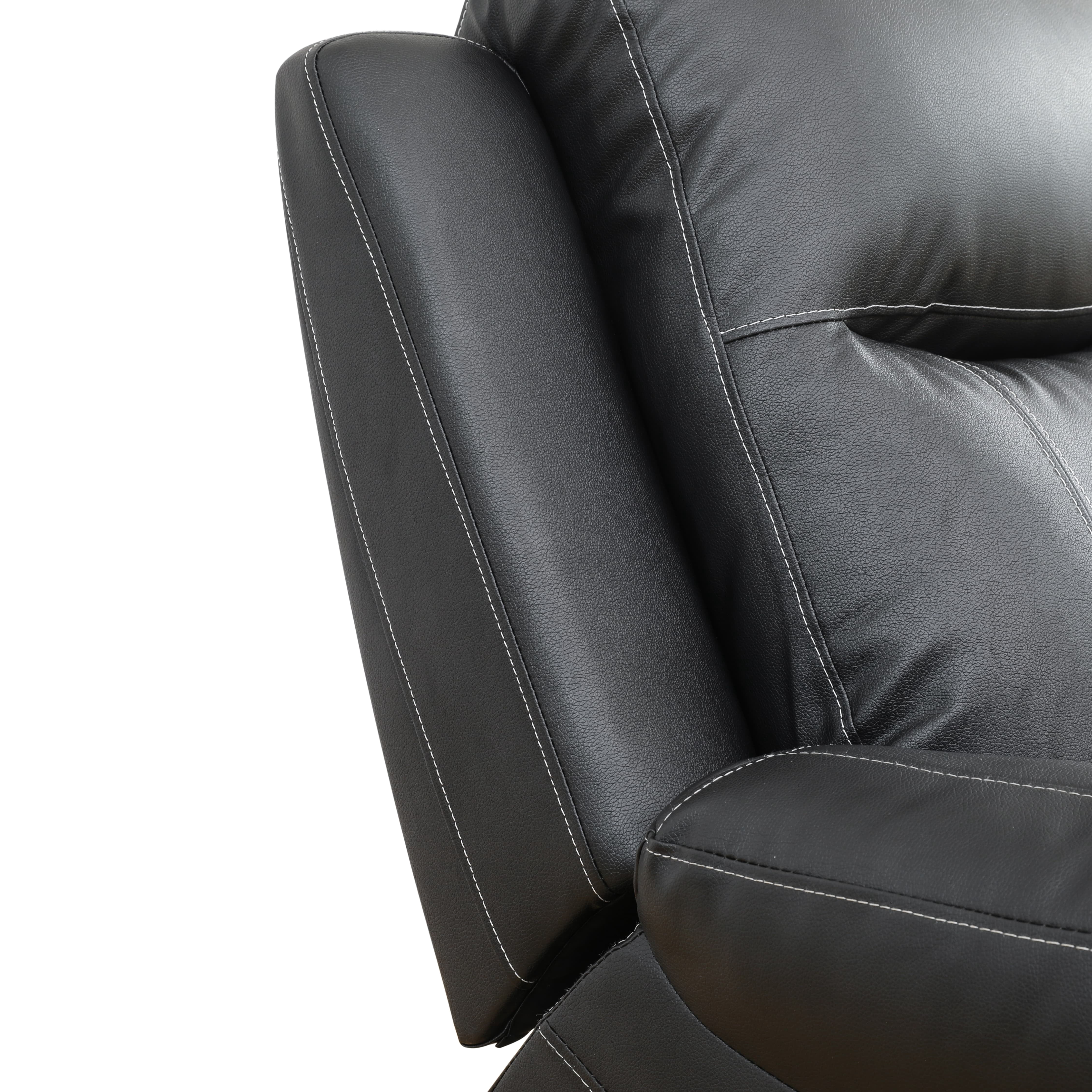 MAYEERTY Reclining Loveseat, 2-Seat Breathable Semi-PU Leather Recliner with Adjustable Backrests for Living Room, Black