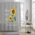 thumbnail image 3 of Yellow Sunflowers Shower Curtain, You Are My Sunshine Butterflies Gray Background Waterproof Shower Curtain Set with 12 Hooks Lightweight Bath Curtains Fabric Bathroom Decor 72x84 Inches, 3 of 9