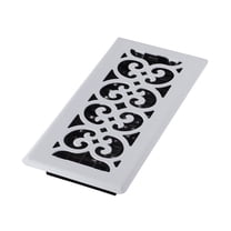 Decor Grates FS410-WH Scroll Design Floor Register, 4x10 Inches, White Finish