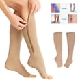 thumbnail image 3 of 2 calcetines de compresión con cremallera para mujeres y hombres medias elásticas con puntera abierta soporte para piernas el mejor soporte para correr atlético y ciclismo ANGGREK Otros, 3 of 8