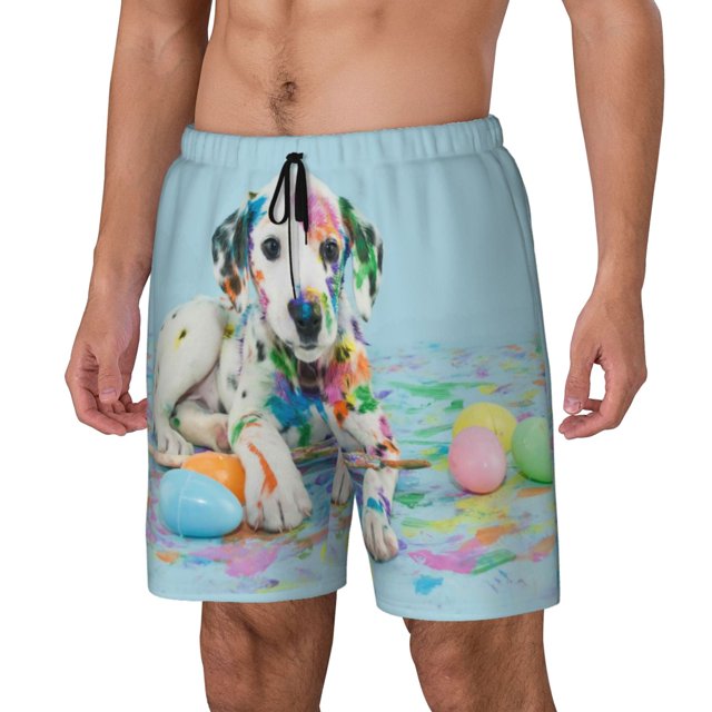 Fotbe A Funny Little Dalmatian Puppy Traje de Baño para Hombre – Shorts de Natación de Secado Rápido con Forro y Bolsillos-Large