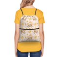 thumbnail image 4 of Pofeuu Cute Bee Gnome1 Print Drawstring Backpack Water Resistant String Bag Sports Sackpack Gym Sack with Side Pocket for Men Women, 4 of 6