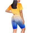 thumbnail image 5 of Women's 2 Piece Outfits Clearance Women Two Piece Outfits Biker Set Short Sleeve RoundNeck T Shirt+High Waist Shorts Wide Leg Pants, 5 of 5