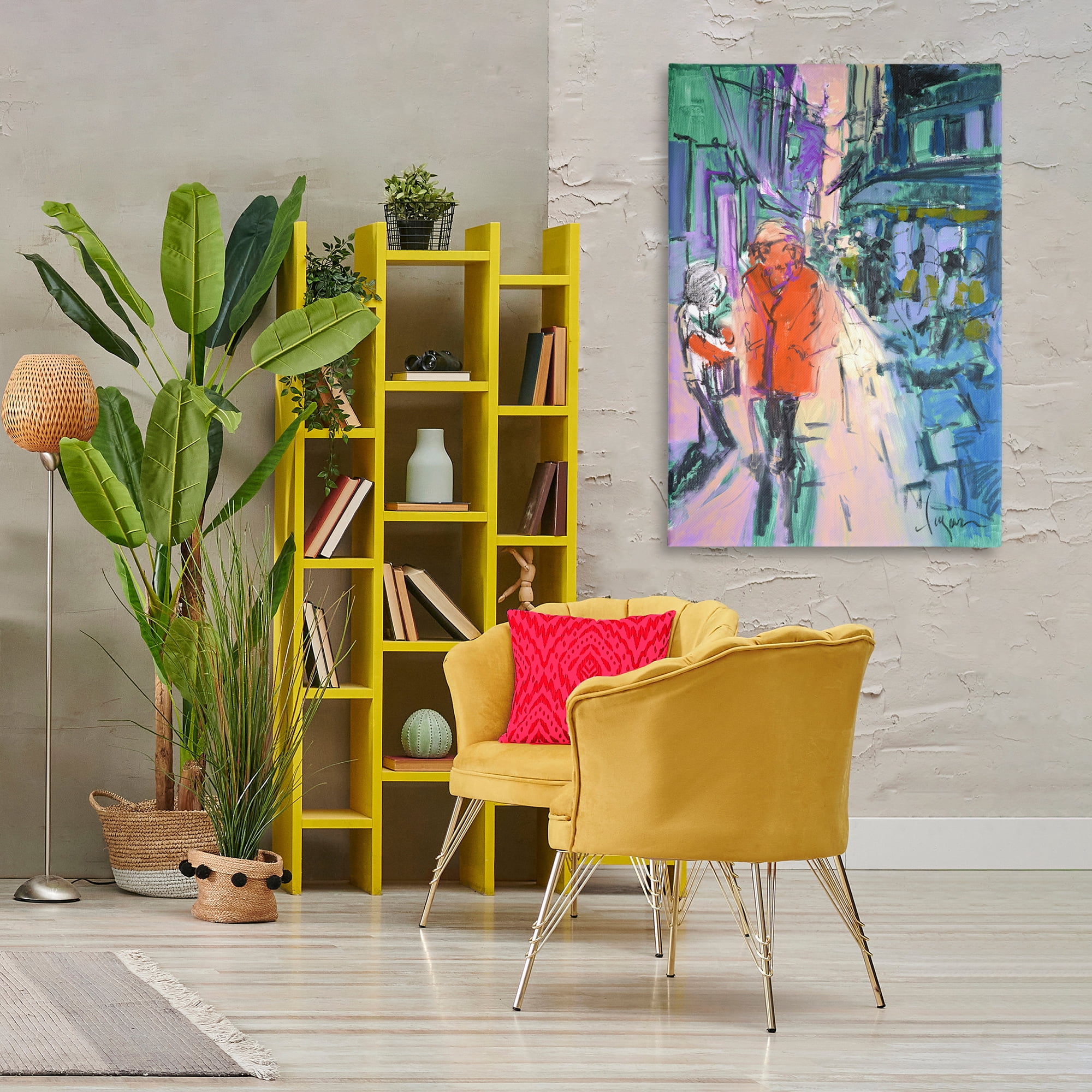 Stupell Industries Strolling City Streets People Painting Wrapped Canvas Art Print Wall Art, 30 x 45