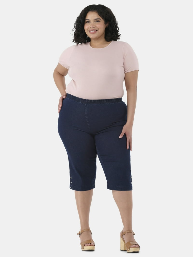 Just My Size Pull-On Stretch Denim Capris