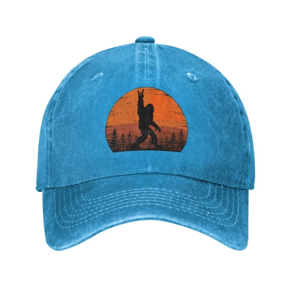 Funny Retro Bigfoot Rock Roll Adult Adjustable Classic Washed Casquette Cap Hat Baseball Cap For Man For Woman