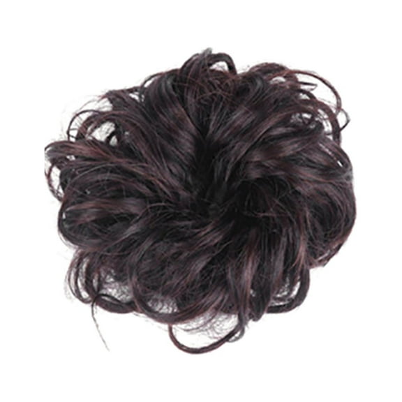 Anvazise Synthetic Fiber Curly Chignon Fake Hair Extension Bun Wig Hairpiece for Women Dark Chocolate One Size