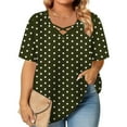 thumbnail image 2 of Besolor Plus Size Tops for Women Criss Cross V Neck Short Sleeve Shirts Polka Dots Casual Loose Summer Blouse Tees, 2 of 6