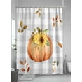 thumbnail image 5 of Fall Shower Curtain Pumpkin Shower Curtains for Bathroom Thanksgiving Decor, Waterproof Polyester Shower Curtain Set with Hooks, Standard Size 66" x 72" Sunflower Leaves Gray Plaid, 5 of 6