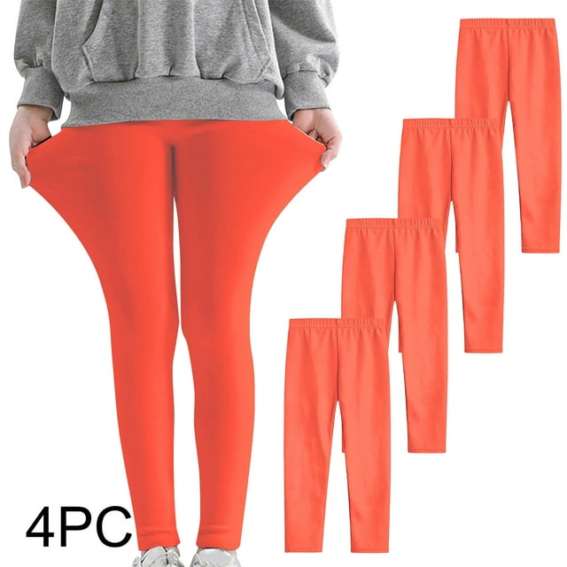 Odeerbi 3-12 Años Niñas 4 Pcs Leggings Mallas Elásticas Lycra Pantalones de Cómodo Suavidad Transpirable Pantimedias