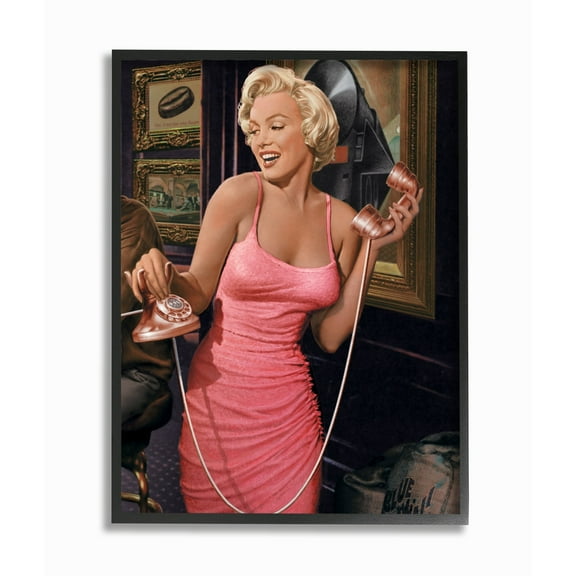 The Stupell Home Decor Collection Marilyn's Call Glam Fashion Illustration Framed Giclee Texturized Art, 11 x 1.5 x 14