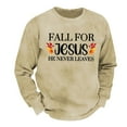 thumbnail image 4 of Ediodpoh Men's Hoodless Sweatshirt Fashion Plus Size Pullover for Thanksgiving Fall Oversized Holiday Logo Print Tops Hop Style Comfortable Sweatshirts Men Sweatshirts Khaki S, 4 of 5