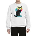 thumbnail image 2 of Cool California Beach Kitten Silhouette Sun Cat | Mens Cat Lover Crewneck Graphic Sweatshirt, White, Medium, 2 of 4
