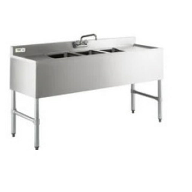 60′′ 3 Bowl Under Bar Sink with Drainboard and Faucet UNDERBAR