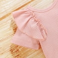 thumbnail image 3 of Zukuco Newborn Baby Girl Outfits Ruffle Sleeve Bodysuit Tops with Sunflower Shorts Summer Clothes Set, Pink 0-6 Months, 3 of 8