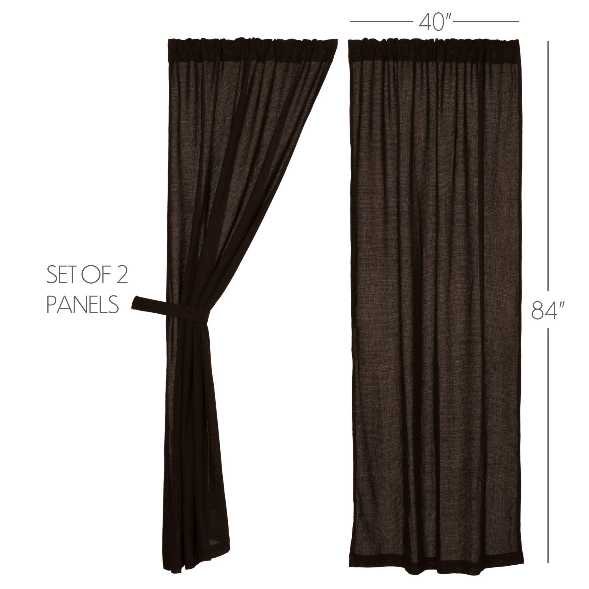 VHC Brands Burlap Curtain Panel Set
