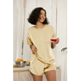 thumbnail image 3 of MINTREUS Silk Pajama for Women Short Sleeve Satin Pj Set Two Piece Soft Sleepwear Loungewear, 3 of 7