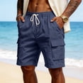 thumbnail image 6 of Nestiefly Mens Linen Cargo Shorts Casual Drawstring Shorts Relaxed Fit Summer Beach for Men 2026 Navy M, 6 of 7