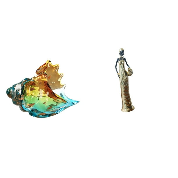 figura de caracola,Figura de caracola de vidrio soplado a mano,adorno marino,Figura de escritorio,Figuritas africanas,artesanías,artículos de escritorio coleccionables,Estatua de dama