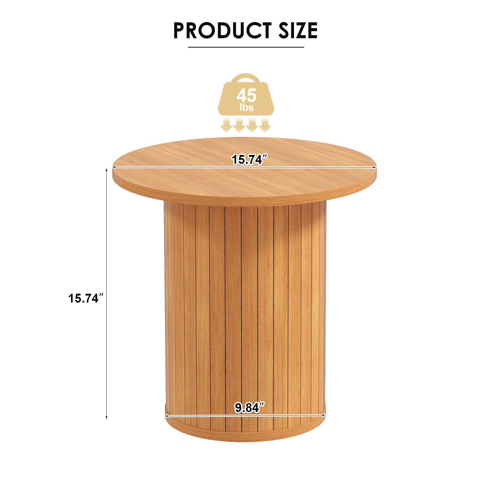 Small 15.7" Round Side Table Circle End Table Nightstand Farmhouse for Small Spaces Living Room,Bedroom(Light Brown)