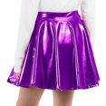 thumbnail image 5 of Girls Metallic Skater Skirt Christmas Halloween Cosplay Skirts Shiny Pleated Short Skirt Kids Dance Performance Party Skirt, 5 of 7