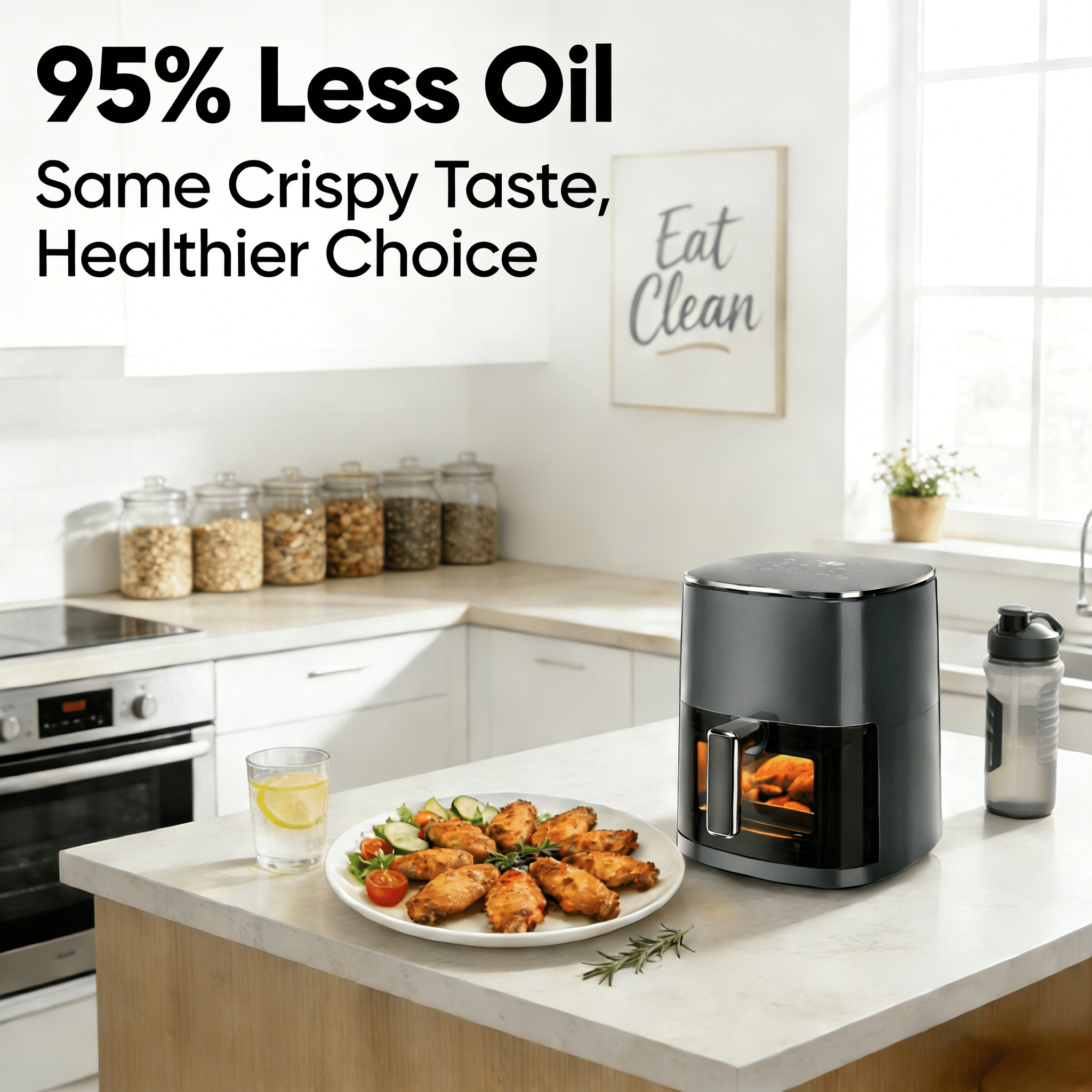 Aidoly 12-in-1 Air Fryer, 6-Quart Family Size Multi-Function for Roast, Bake, Broil, Dry, Proof, Reheat and More, with Viewing Window & 12 Cooking Modes, Grey