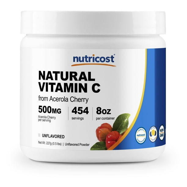 Nutricost Natural Vitamin C Acerola Cherry Powder 0.5 LB Gluten