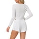 thumbnail image 3 of Conjunto de lounge para mujeres INSPIRE CHIC, pijamas de manga larga, camisas de botones con pantalones cortos, conjunto de 2 piezas, sets de entrenamiento Y2K, color blanco, 3 of 5