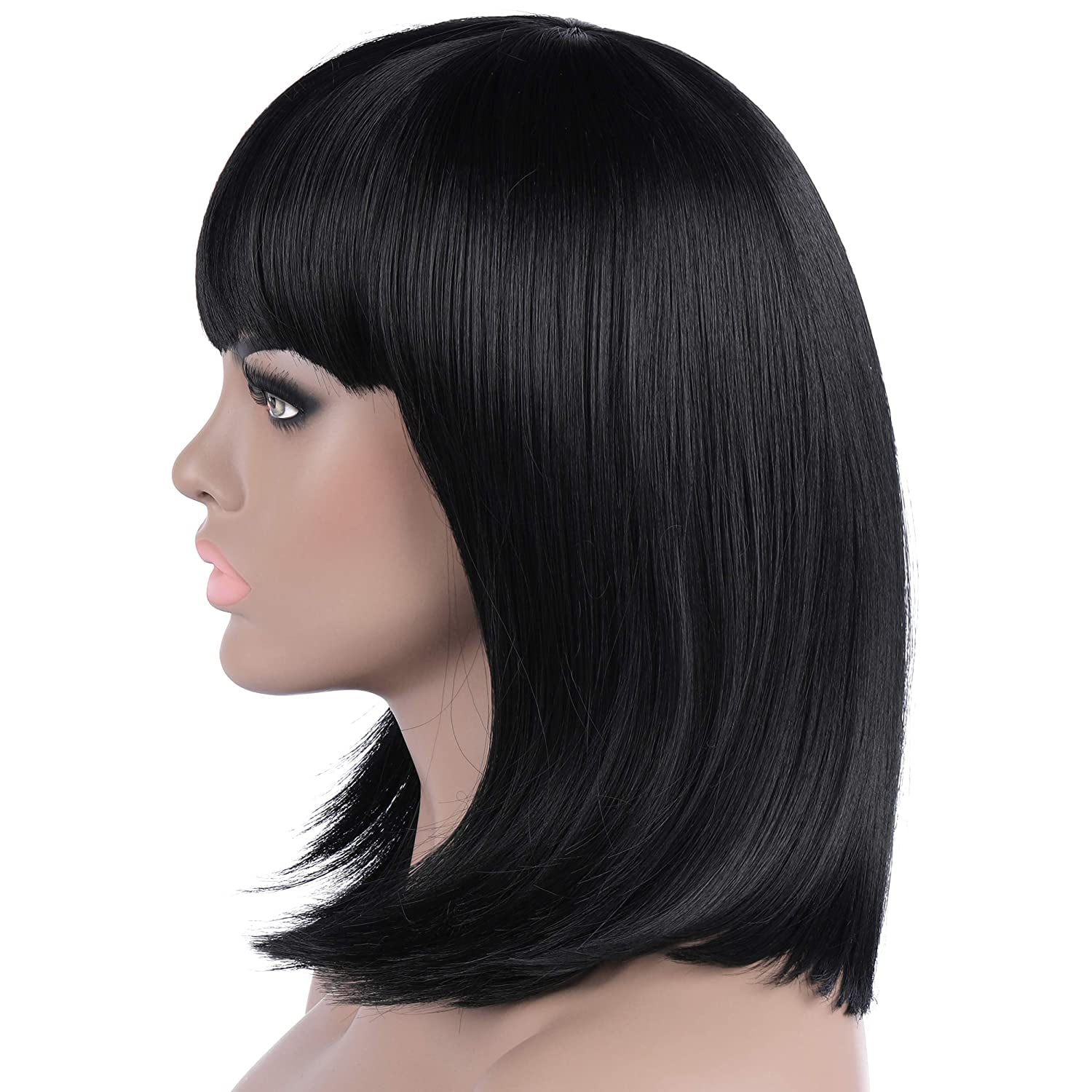 Onedor Women s 14 Inch Straight Short Black Bob Wig with Hair