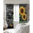 thumbnail image 3 of Fsddascl Yellow Sunflower Blackout Curtains for Bedroom/Living Room, Thermal Insulated Kitchen Curtains, Butterfly Sunshine Black Farmhouse Wood Grommet Darkening Window Treatment Drapes 42"x45"x2, 3 of 8