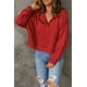 thumbnail image 2 of ABPHQTO Sudadera de mujer con hombros caídos y botones delanteros rojos, 2 of 5