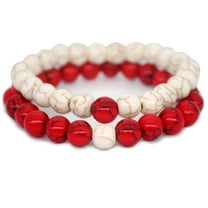 SUSHANG Round Bead Pine Stone Bracelet Strand Matching Gift Bracelets Lovers Couples Friendship for Accessory