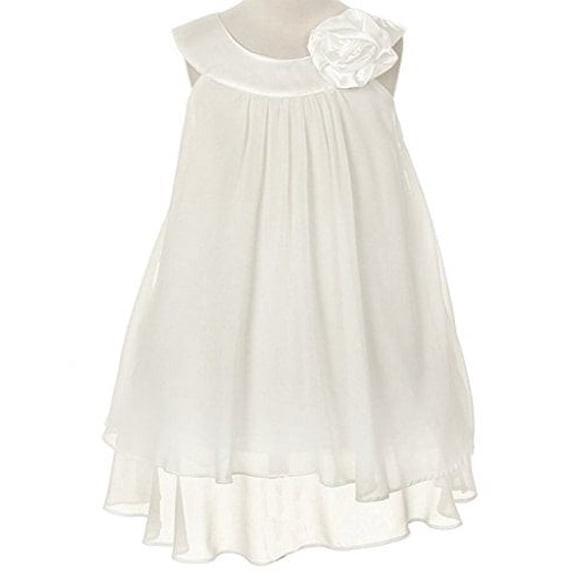 Chiffon Flower Girls Dresses Wedding Communion Christmas Casual Sz 2-14 White