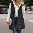 thumbnail image 4 of Baberdicy Puffer Vest Womens 2023 Fall Reversible Vests Sleeveless Womens Winter Coats Zip up Hoodie Pockets Long Warm Winter Coat Outerwear Sweater Vest Black, 4 of 9
