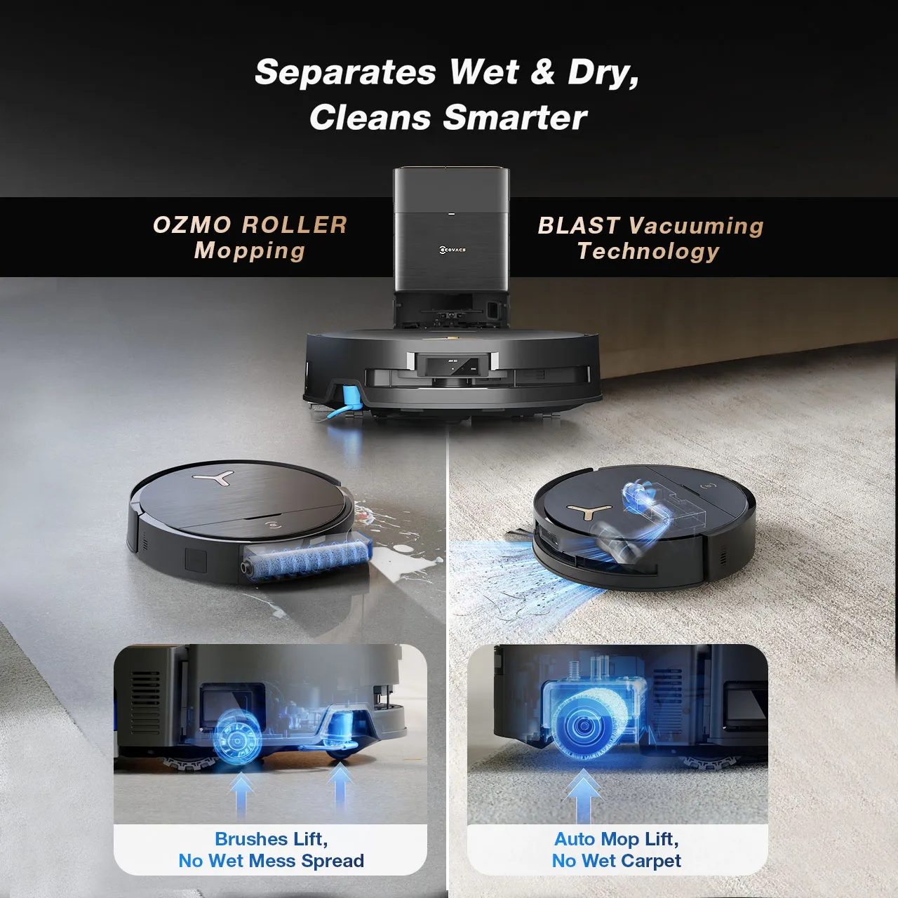 ECOVACS DEEBOT X9 PRO Omni Robot Vacuum and Mop, 16,600Pa Blast Suction, OZMO Roller Instant Self-Washing Mop