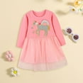 thumbnail image 2 of Cathalem Girls Dresses Cotton Long Sleeve A-Line Cute Midi Casual Sundress (Pink,110), 2 of 6