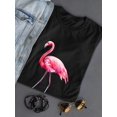 thumbnail image 3 of Watercolor Of A Big Flamingo T-Shirt Women -Image by Shutterstock, Female Medium, 3 of 4