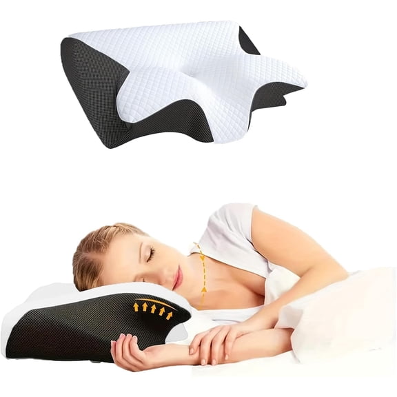 Poalid Memory Foam Cervical Pillow for Neck Pain Relief, Ergonomic Contour Pillow for Sleeping, Orthopedic Neck Support for Side, Back and Stomach Sleepers with Breathable Cover