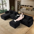thumbnail image 2 of Wiilayok 145" U Shaped Sectional Sofa,Chenille Cloud Modular Sectional Sofa Couch Set with Double Chaise,Central Console,Cup Holder for Living Room,Dark Black, 2 of 10