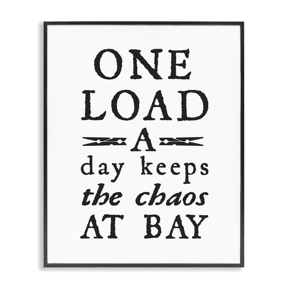 Stupell Industries Traditional Laundry Clothespin Distressed Text Phrase Sign Black Framed Giclee Art, 16 x 20, by Lettered and Lined