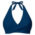 thumbnail image 4 of DHFJKG Hawaiian Bikini Tops For Women Summer Beach Swimwear Self Tie Halter Deep V Neck Twist Front Bathing Suit Top Holiday Beachwear, 4 of 4