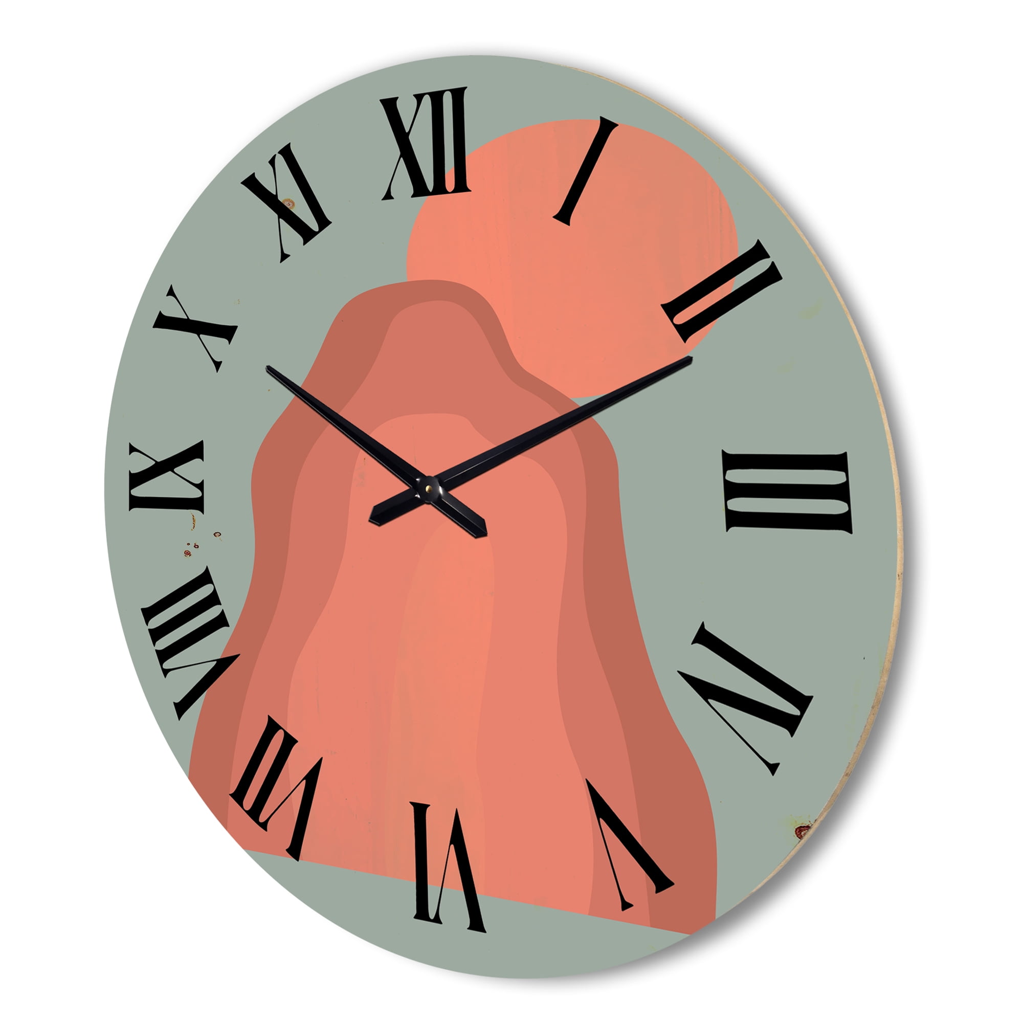 Designart 'Abstract Pink Sunset Mountain Landscape' Modern Wood Wall Clock