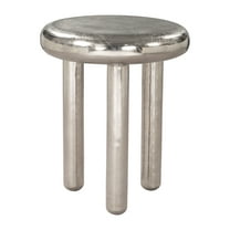 Arian Side Table Silver End Table, Modern Style, Recycled Aluminum round shape tabletop, Recycled Aluminum, Indoor Living
