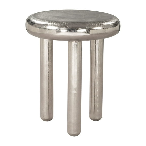 Arian Side Table Silver End Table, Modern Style, Recycled Aluminum round shape tabletop, Recycled Aluminum, Indoor Living