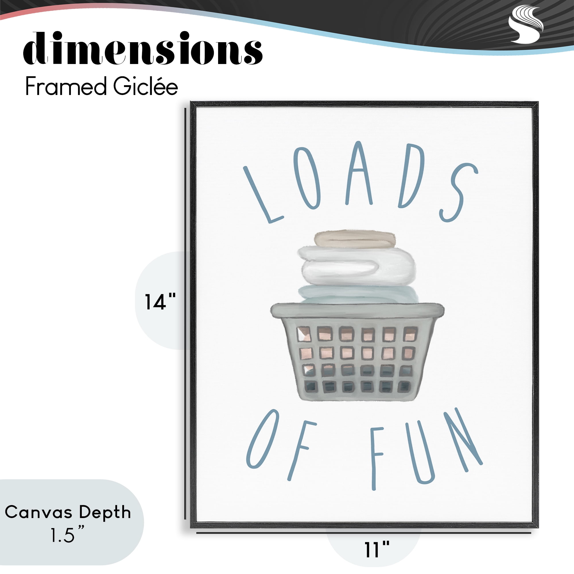 Stupell Industries Loads Of Fun Laundry Basket Black Framed Giclee Art, design by Elizabeth Medley