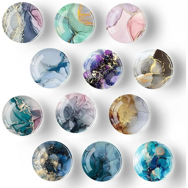 12Pcs Glass Strong Refrigerator Fridge Sticker,Marble