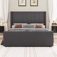 thumbnail image 5 of 4 EVER WINNER Queen Size Bed Frame, Velvet Upholstered Platform Bed Frame with Headboard, Gray, 5 of 6