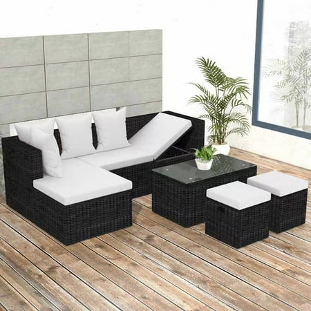 Garden Sofa Coffee Table Stool Set Rattan Patio Furniture Kit Lawn Pool Backyard Outdoor Cushions